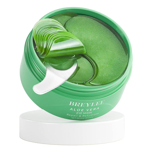 BREYLEE Aloe Vera Eye MaskÐ 60 Pcs - Puffy Eyes and Dark Circles Treatments Ð Look Younger and Reduce Wrinkles and Fine Lines Undereye, Improve and Firm eye Skin - Pure Natural Material Extraction