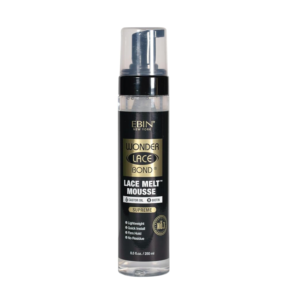 Wonder Lace Bond Lace Melt Mousse 8.5oz/ 250ml - Extreme Firm Hold (Supreme) | Biotin + Castor Oil | No Residue, Long Lasting Formula with Protecting Edges, Gives Undetectable and Natural Look