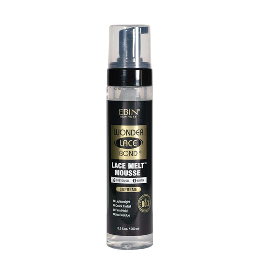 Wonder Lace Bond Lace Melt Mousse 8.5oz/ 250ml - Extreme Firm Hold (Supreme) | Biotin + Castor Oil | No Residue, Long Lasting Formula with Protecting Edges, Gives Undetectable and Natural Look