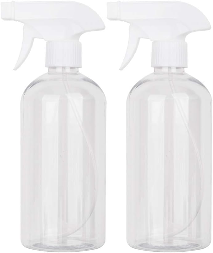 UUJOLY 16.9 oz Plastic Spray Bottle Trigger Empty Spray Bottles Clear Refillable Container for Water, Essential Oils, Hair, Cleaning Products, Adjustable Head Sprayer and Stream (2 Pack)