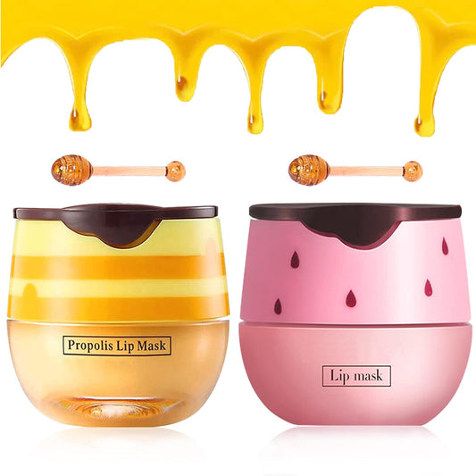 Bee Balm Lip Balm with Honey & Strawberry - Hydrating Lip Mask with Propolis to Prevent Dry, Cracked Lips