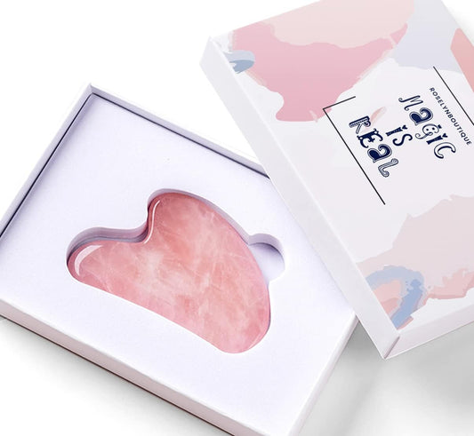 ROSELYNBOUTIQUE Gua Sha Facial Tools - Natural Healing Crystals Facial Massager Tools for Wellness Relaxation (Rose Quartz)