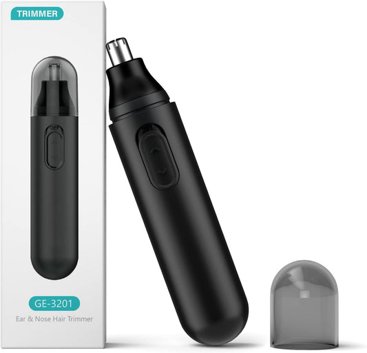 Ginity Ear and Nose Hair Trimmer,Painless Battery-Operated Nose Hair Trimmer for Men Women,IPX7 Waterproof Dual Edge Blades Nasal Trimmer Nose Clippers for Easy Cleansing (Battery Model-Black)