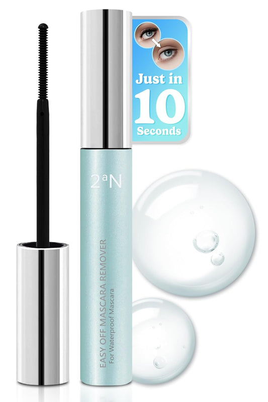 2AN Easy Off Mascara Remover - Hypoallergenic Mascara Remover for Sensitive Eyes | Gentle Lash Cleanser & Eye Makeup Remover | Hard Mascara Dissolver & Waterproof Mascara Remover (0.23 fl oz)