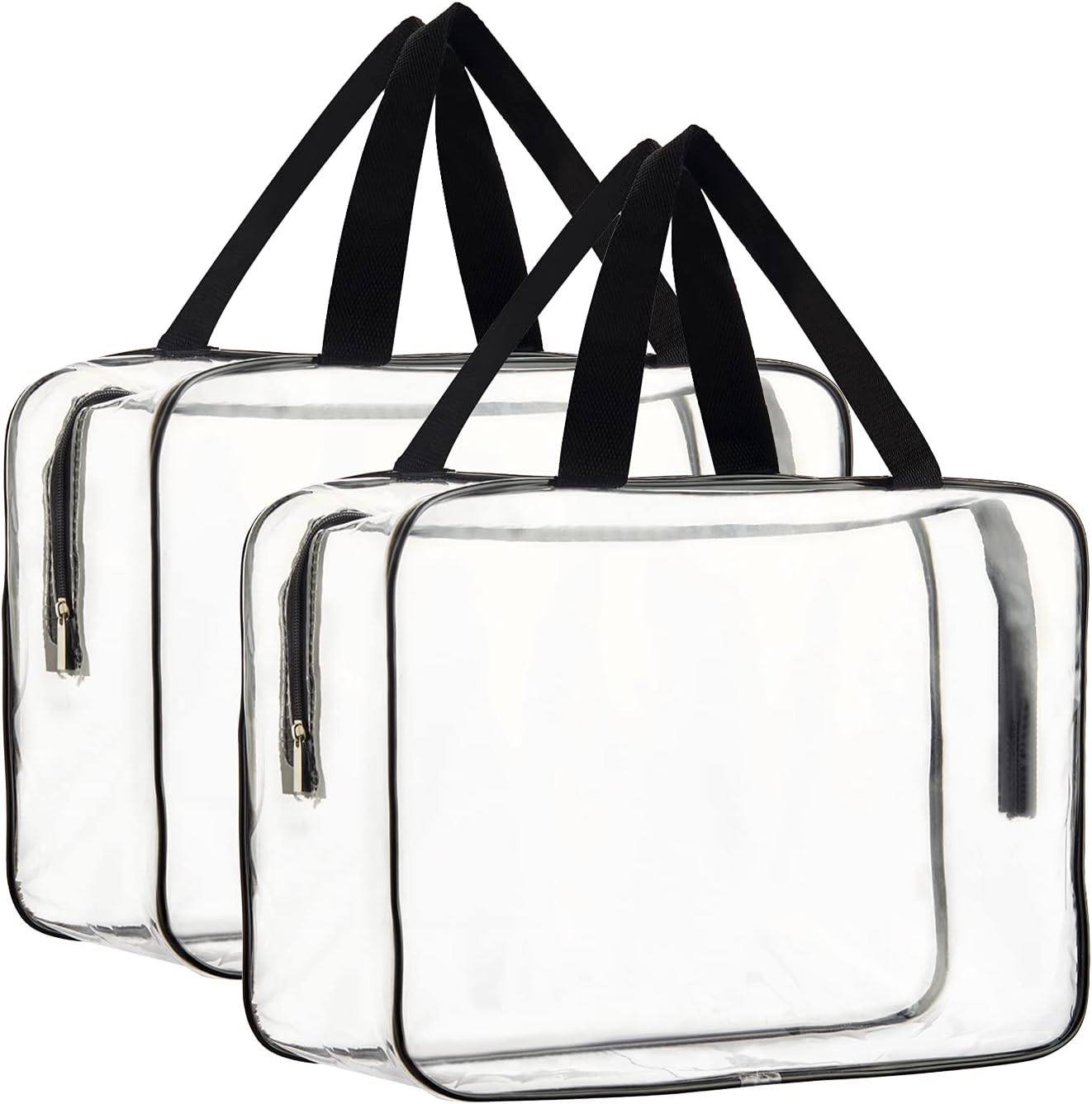 HAOGUAGUA 2 Pieces Large Clear Makeup Cosmetic Toiletry Organizer Bag, Clear Plastic Tote Bags, Waterproof Transparent Small Clear Handbag Purse
