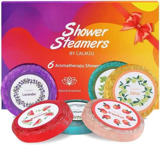 Shower Steamers Aromatherapy Birthday Gifts for Women - Variety Pack of 6 Shower Bombs with Natural Essential Oils, Self Care & Relaxation, Valentines Day Gifts for Her Him, Gifts for Her