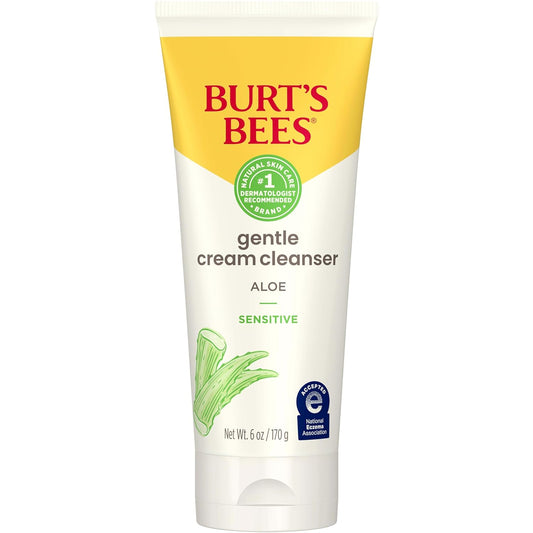 Burt's Bees Sensitive Solutions Gentle Cream Cleanser with Aloe, 98.9% Natural Origin, 6 Fluid Ounces