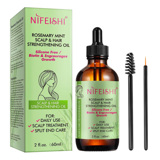 Rosemary Mint Scalp & Hair Strengthening Oil, Rosemary Oil for Hair Growth, Rosemary Essential Oil for Scalp & Hair, Strengthens Hair and Stimulates Hair Growth, 2.02 Fl Oz
