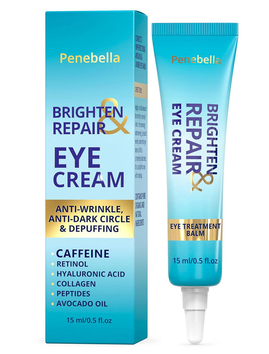 PENEBELLA NEW - 3% Caffeine Eye Cream - 5% Niacinamide (Vitamin B3) Under Eye Cream for Dark Circle, Puffiness & Wrinkles - Brighten & Repair Anti Aging Eye Treatment Balm - Moisturizer Collagen