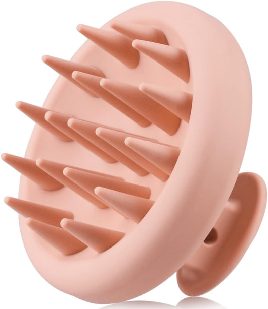 BEAUTLOHAS. Silicone Scalp Massager Shampoo Brush for Shower, Scalp Scrubber with Soft Bristles for Hair Growth & Dandruff Treatment, Wet Dry Hair Massager for All Hair Types of Women (Pink)