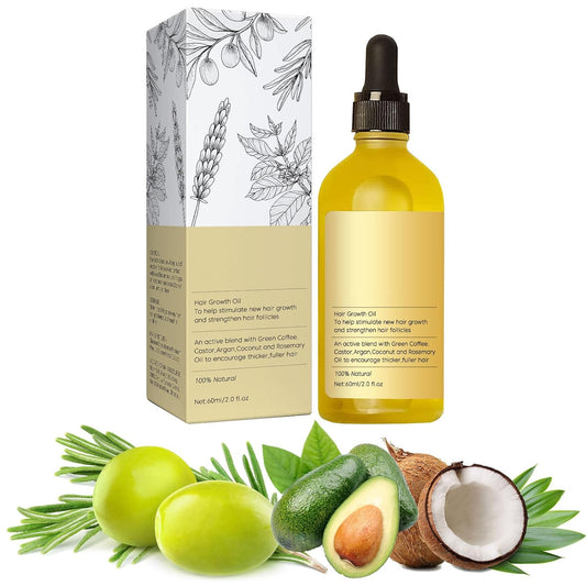 Veganic Natural Hair Growth Oil, Rosemary Oil for Hair Growth Organic, Hair Growth Oil for Dry Damaged Hair and Growth Thin Hair _60ml_