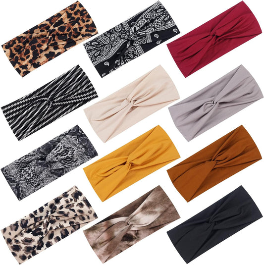 Tyfthui 12 Pack Headbands for Women, Elastic Wide Headbands Non Slip Workout Yoga Sport Headbands for WomenÕs Hair