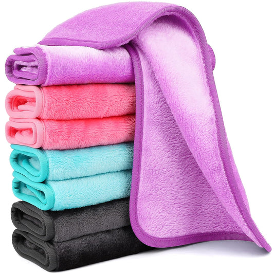 HealAge 8 Pack Makeup Remover Cloth,13x7 Inch Reusable Makeup Remover Towels, Ultra Soft Microfiber Face Wash Cloth Reusable Facial Cleansing Cloth, 4 Colors