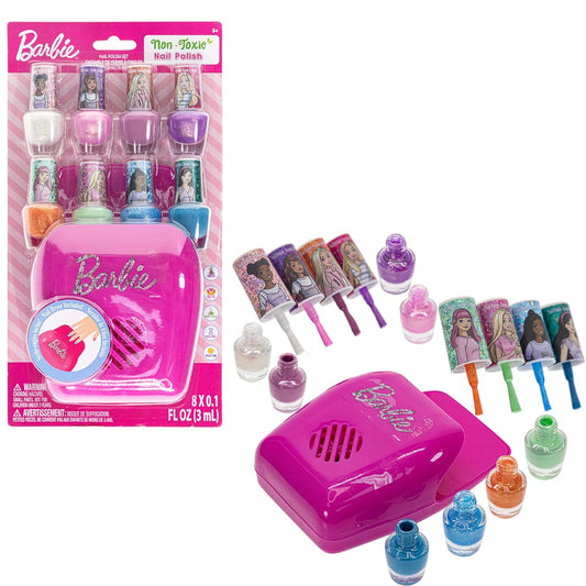 Barbie -Townley Girl Non-Toxic Peel-Off Water-Based Safe Nail Polish Set with Nail Dryer for Kids, Batteries Not Included, Ages 3 and Up