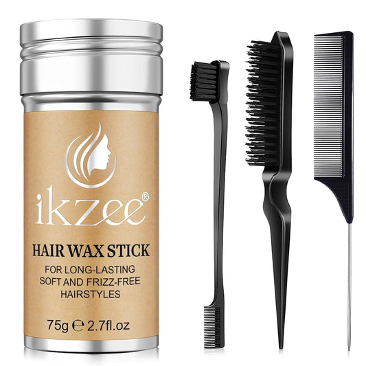 APCKFLEE Hair Wax Stick, 3 PCS Edge Control Brush Hair Slick Stick, Wax Stick for Hair, Bristle Brush for Flyaways, Teasing Brush for Hair Styling for Baby Hair & Flyaways and Edge Frizz Hair (Black)