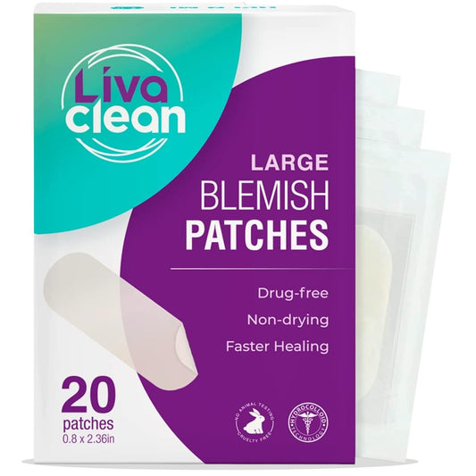 20 CT LivaClean Large Hydrocolloid Acne Patches - for Pore Spots Nose Face Cystic Pimple Zit Patch - Big Pimple Patches Hydrocolloid Bandages Strips