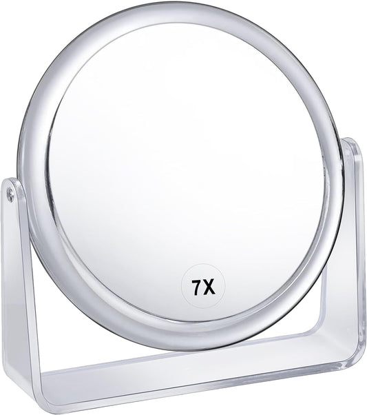 1x/7x Magnifying Makeup Mirror for Desk Double Sided 360¡Rotation Desk Mirror,Portable Table Acrylic Small Standing Mirror for Cosmetic