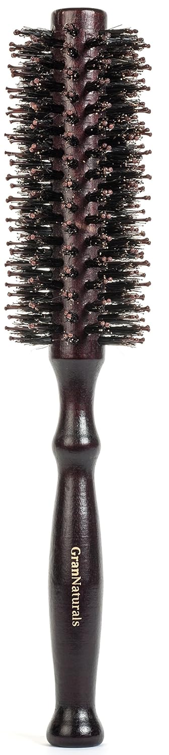 Boar Bristle Round Styling Hair Brush - 1.75 Inch Diameter - Blow Dryer & Curling Roll Hairbrush with Natural Wooden Handle for Women and Men - Used while Blow Drying to Style, Curl, and Dry Hair