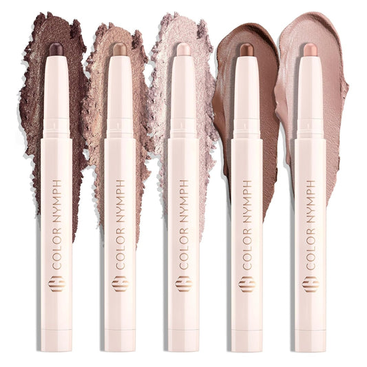 Color Nymph Beauty Sticks Set, Matte Shimmer Eye Shadow Pencils Highlighter Contouring Eyebrow Multi-Stick, 5PCS Waterproof Blendable Cream Quick Makeup Sticks(Green)