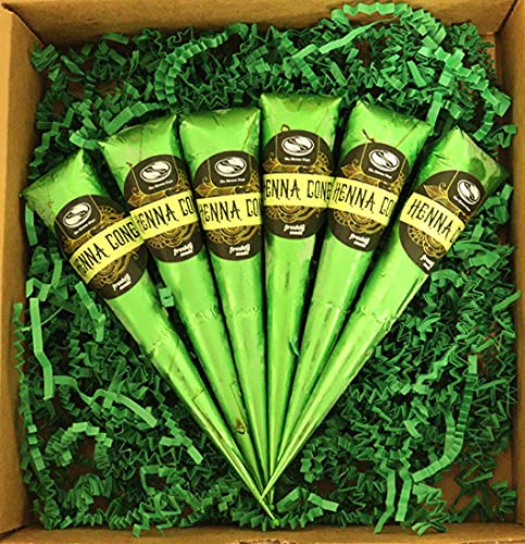 The Henna Guys 100% Natural Ready to Use Henna Cones Paste Hair Dye - Perfect for Spot hair coloring (6 Pack)