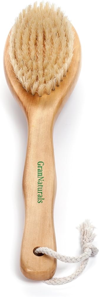 GranNaturals Dry Brushing Body Brush for Lymphatic Drainage + Cellulite Scrubber- Natural Bristle Skin Exfoliator for Body, Back, Legs, and Foot - Exfoliating Body Scrub for Ingrown Hair Bumps