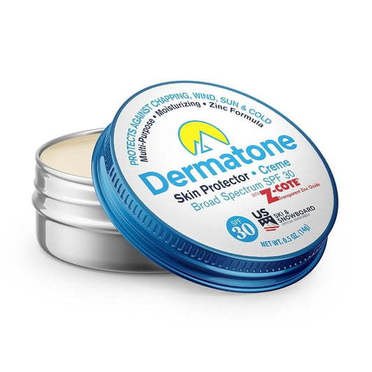 Dermatone Skin Protection Balm w/Zinc | All-In-One Sun, Wind, Chapping, & Frostbite Protection | SPF 30 Zinc Sunscreen for Face and Lips | Moisturizing Barrier Cream | Heals and Repairs | 0.5 oz Tin