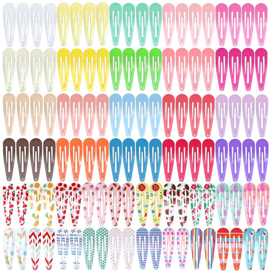 120 Pcs Hair Clips for Girls, Funtopia 2 Inch Girls Hair Clips Non Slip Metal Snap Hair Clips for Kids Teens Women, Cute Candy Color Barrettes Hair Accessories (40 Assorted Colors)