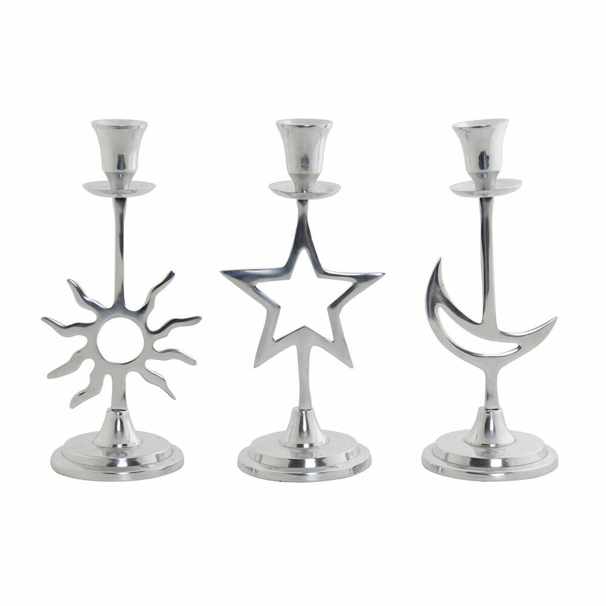 Candle Holder DKD Home Decor Silver Aluminium Star Moon Sun 12,5 x