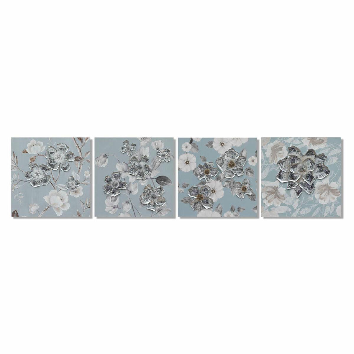 Painting DKD Home Decor 80 x 2,8 x 80 cm Flowers Shabby Chic (4