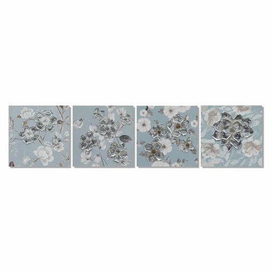 Painting DKD Home Decor 80 x 2,8 x 80 cm Flowers Shabby Chic (4