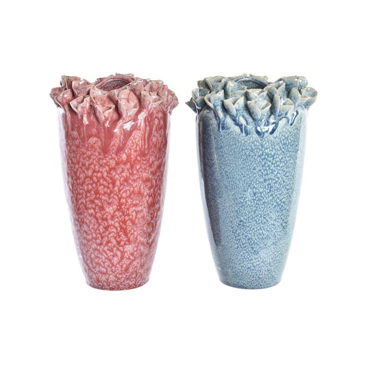 Vase DKD Home Decor 20 x 20 x 30,5 cm 22 x 22 x 33 cm Pink Turquoise