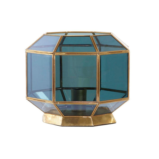 Desk lamp DKD Home Decor Crystal Blue Golden 220 V Brass 50 W Modern