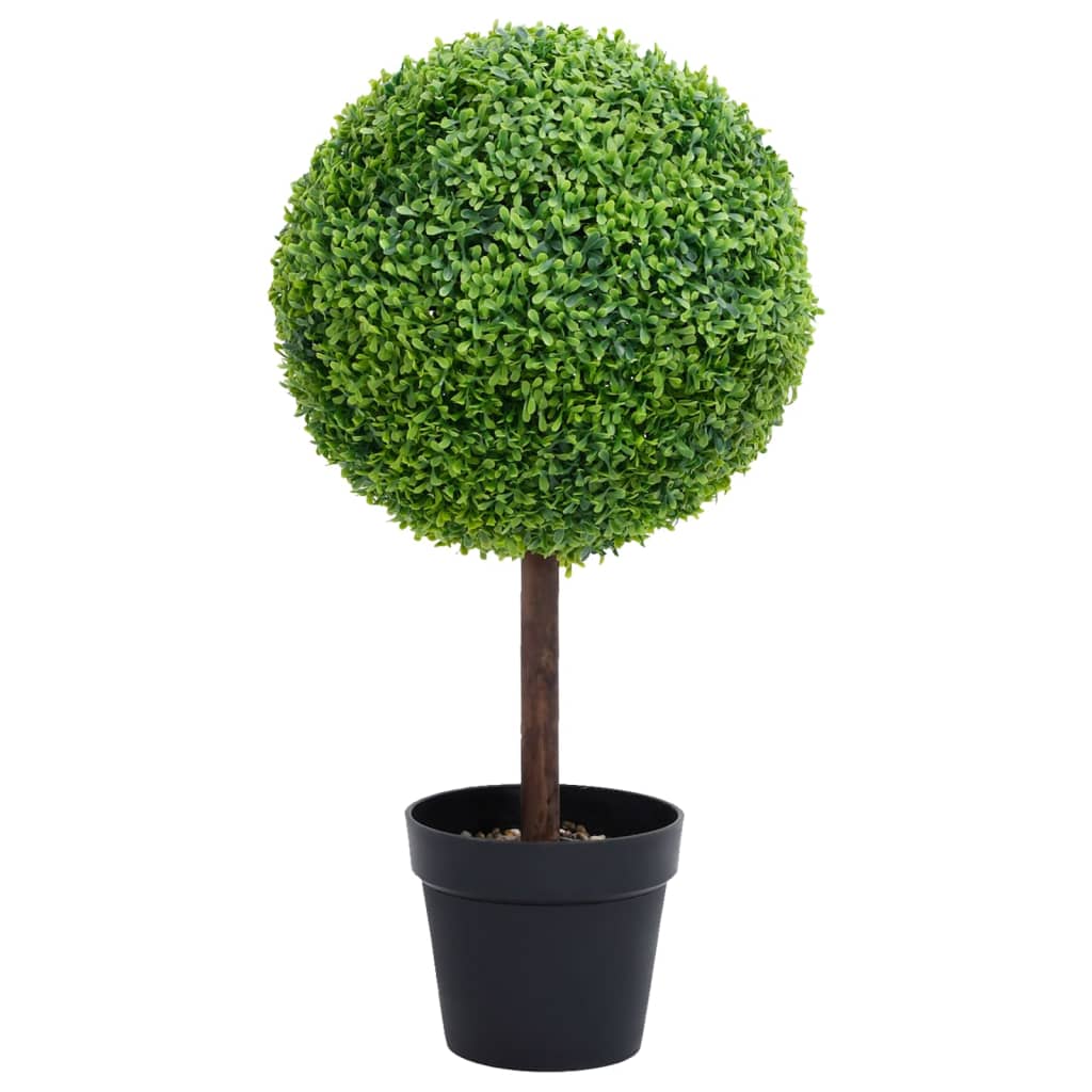 Artificial Boxwood Plant With Pot Ball Shaped Green 23.6&quot;
