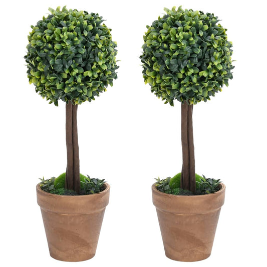 Artificial Boxwood Plants Pcs With Pots Ball Shaped Green 13&quot;