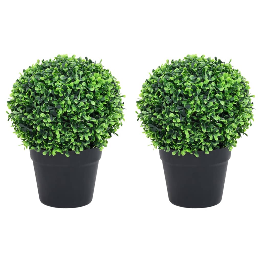 Artificial Boxwood Plants Pcs With Pots Ball Shaped Green 1.6&quot;