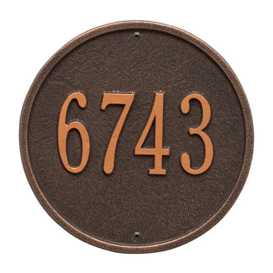 9'' One Line Round Wall Plaque - Available in Variety of Finishes - Address Signs & Mailboxes - The Well Appointed House
