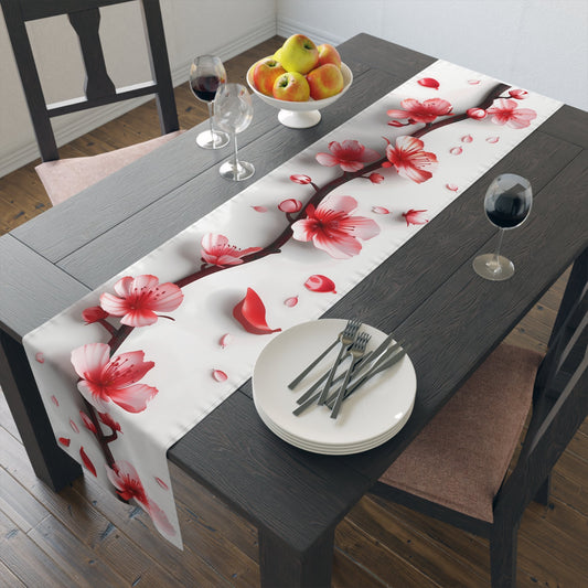 3D Table Runner with Pretty Plum Blossoms Design (16" × 72")