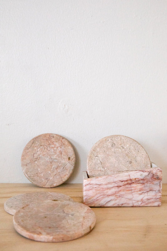 Pink Marble Coaster Set