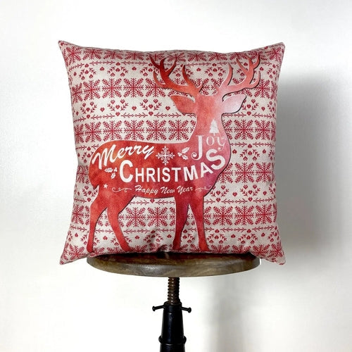 A Merry Little Christmas Reindeer | Pillow Cover |  Holiday Decor |