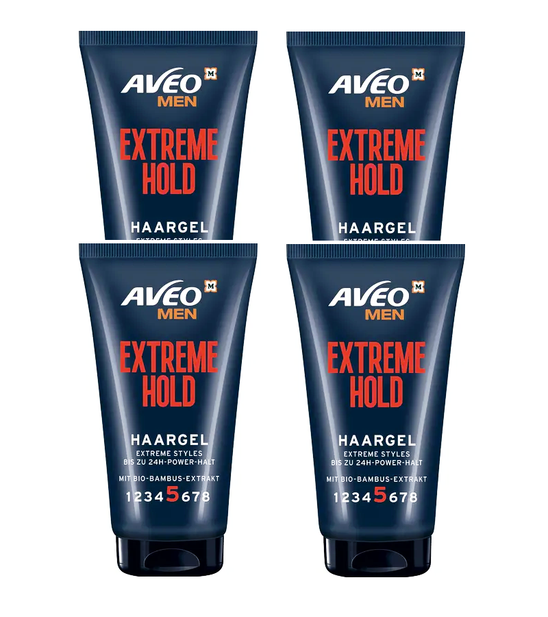 4xPack AVEO MEN Hair Gel Extreme Hold - 600 ml