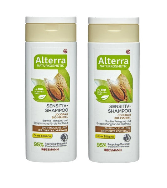 2xPack Alterra Organic Jojoba & Almond Sensitive Shampoo - 400 ml