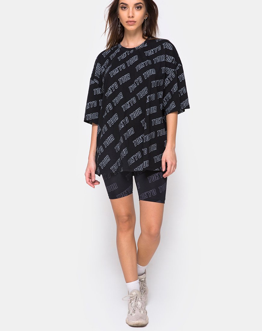 Botec Oversize Tee in Tokyo Tour Black