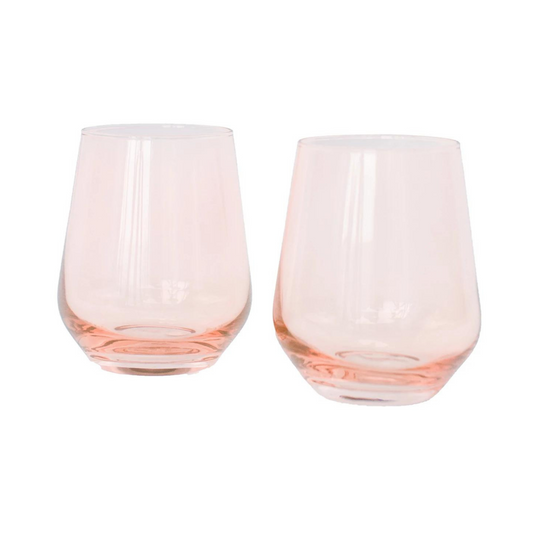 Set of 2 Stemless Glasses in Blush Pink