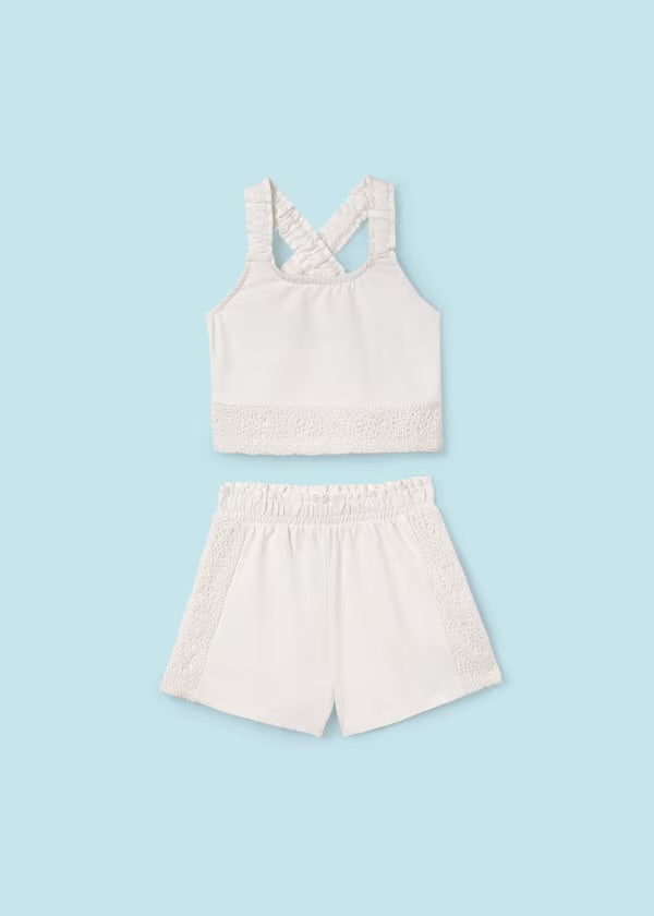 Short Set Crochet Trim, White