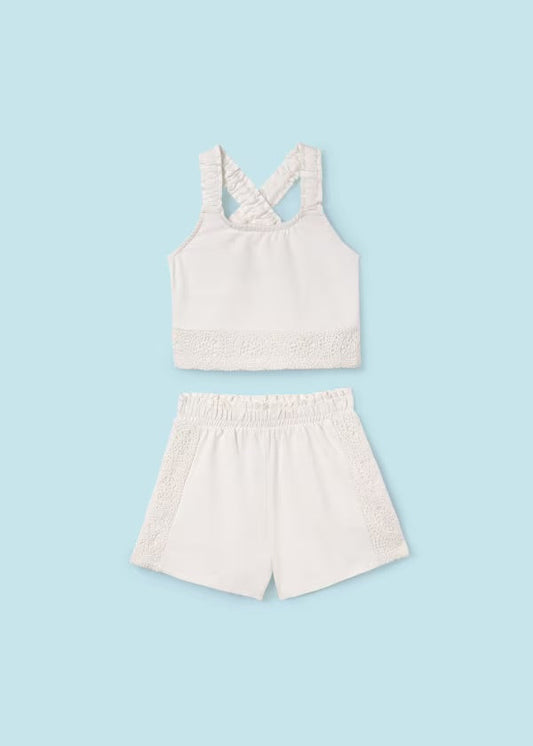 Short Set Crochet Trim, White