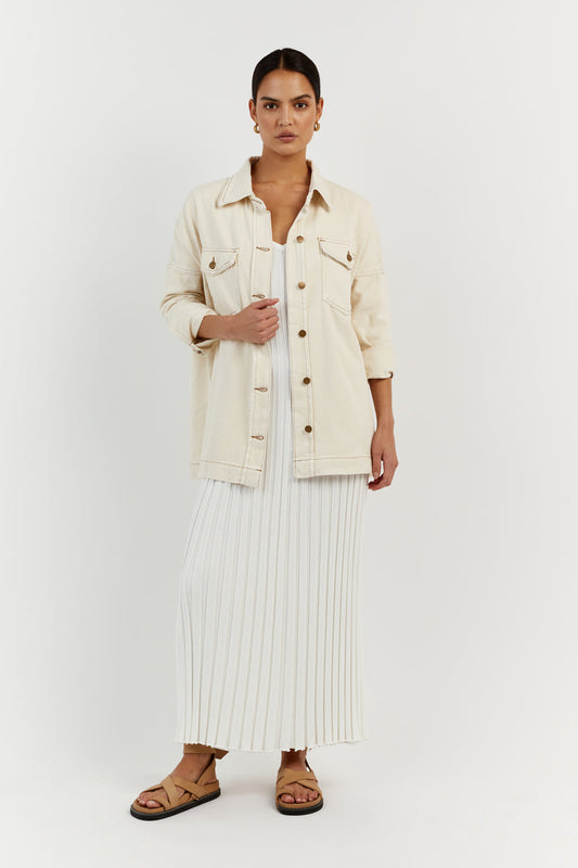 PERI CREAM DENIM SHACKET Clothing DISSH Boutiques 16 CREAM