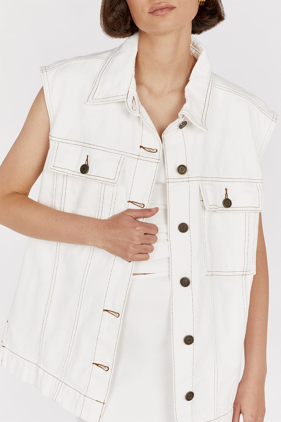 OTTO OFF WHITE OVERSIZED DENIM VEST