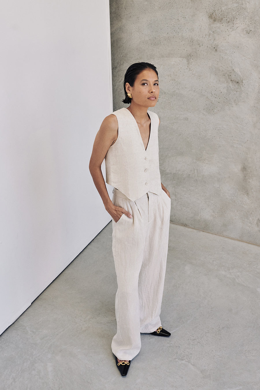 NORAH NATURAL LINEN PANT Clothing DISSH Boutiques 16 NATURAL
