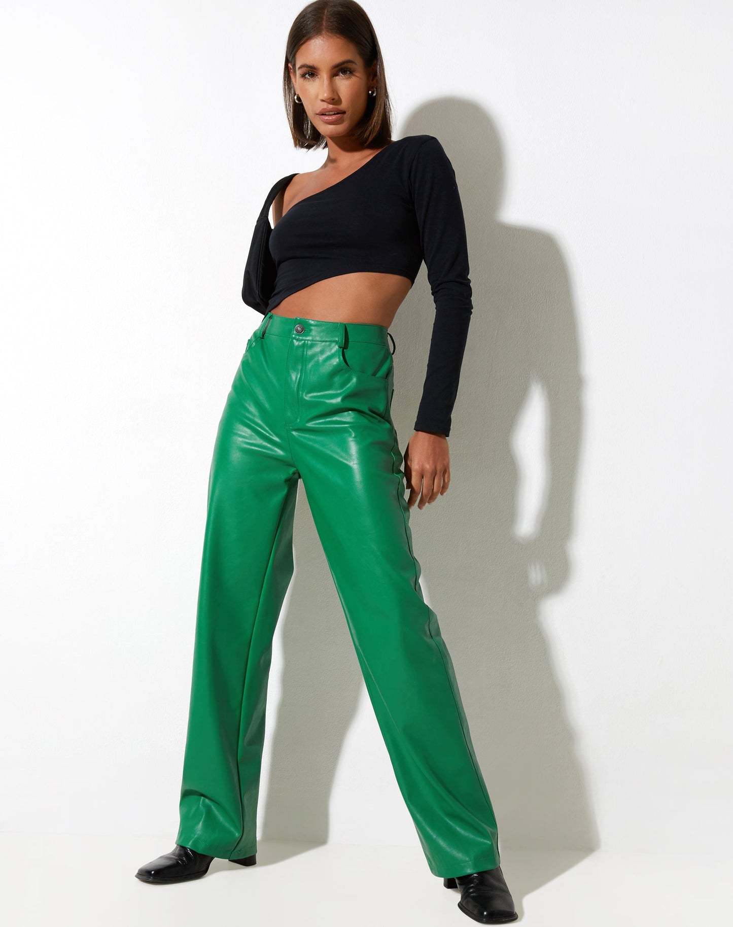 Zoka Leather Trouser in Pu Kelly Green