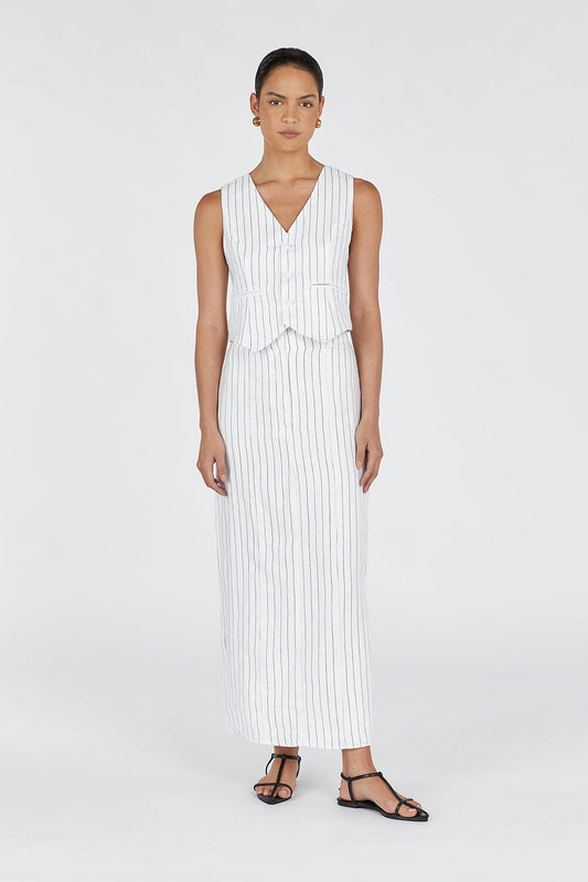 MARCEL WHITE PINSTRIPE VEST Clothing DISSH Boutiques 8 WHITE